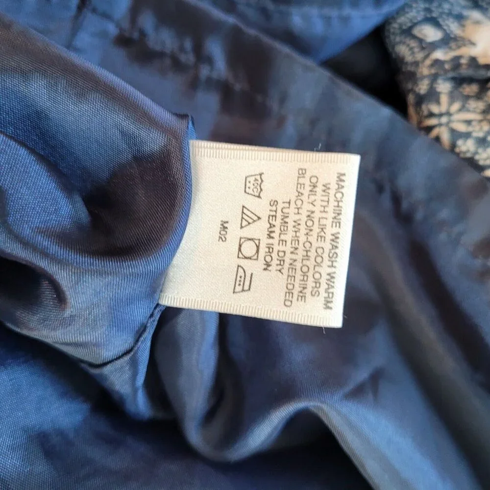 Cottagecore Dress‎ Size 6 Blue Faux Wrap Floral Retro Cotton Beachy Boho 16265x